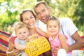 Young family with little children outdoors