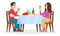 Young family, millenials, lovers having romantic dinner at home. Royalty Free Stock Photo