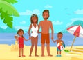 Young Family on Summer Holidays Flat Illustration Royalty Free Stock Photo
