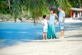 Young family of three having fun tropical beach, Thailand, Asia Royalty Free Stock Photo