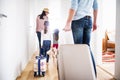 Young family with two children going on a holiday. Royalty Free Stock Photo