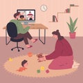 Young family working remotely during quarantine Royalty Free Stock Photo
