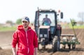 Young farmer on farmland Royalty Free Stock Photo