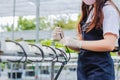 Young farmers are monitoring the hydroponic water system and nutrients in order to control the quality of organic vegetables to