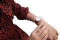 Wristwatches on women`s hand Royalty Free Stock Photo