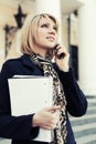 Young fashion business woman calling on cell phone Royalty Free Stock Photo