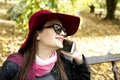 Young fashion business woman calling on mobile phone Royalty Free Stock Photo