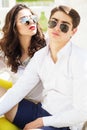 Young fashion couple girl and boy Royalty Free Stock Photo