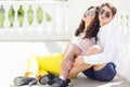 Young fashion couple girl and boy Royalty Free Stock Photo