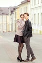 Young fashion couple posing outdoor in summer. Vintage portrait Royalty Free Stock Photo