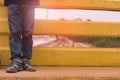 Young fashion man`s legs in jeans Royalty Free Stock Photo