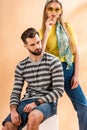 Young fashionable couple posing in summer clothes Royalty Free Stock Photo