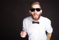 Young fashionable hipster man in white shirt Royalty Free Stock Photo