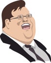 Young and fat businessman laughs. Much money. Creative and successful businessman Portrait. cartoon