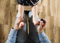 Young father with his cute little daughter at home. Royalty Free Stock Photo