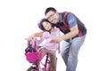 Young father and his daughter on bicycle Royalty Free Stock Photo