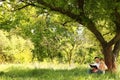 Young father with his little daughter reading the Bible Royalty Free Stock Photo