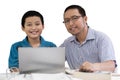 Young father with his son studying together Royalty Free Stock Photo