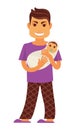 Young father man holding newborn baby child vector flat family Royalty Free Stock Photo