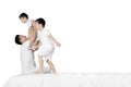 Young father playing with his sons on studio Royalty Free Stock Photo