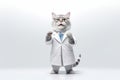 Kitten doctor in medical coat and glasses