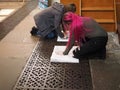 Young female artists in Bristol Cathedral