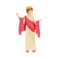 Young Female as Roman Empress in Long Dress Wearing Crown Vector Illustration Royalty Free Stock Photo