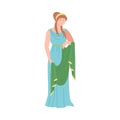 Young Female as Roman Empress in Long Dress Wearing Crown Vector Illustration Royalty Free Stock Photo