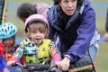 Young Female Bicycle Racer During Cycloross Event