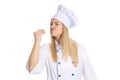Young female chef isolated on white background Royalty Free Stock Photo