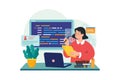 Young Female Computer Programmer Coding At Laptop