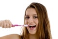 Young female conscious of dental hygiene Royalty Free Stock Photo