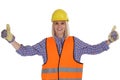 Young female construction worker woman occupation job thumbs up Royalty Free Stock Photo