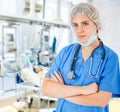 Young female doctor in ICU Royalty Free Stock Photo