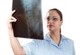 Young female doctor looking at x-ray picture Royalty Free Stock Photo