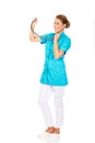 Young female doctor or nurse with stethocope Royalty Free Stock Photo
