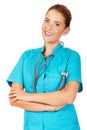 Young female doctor or nurse with stethocope Royalty Free Stock Photo