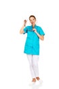 Young female doctor or nurse with stethocope Royalty Free Stock Photo