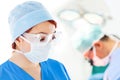 Young female doctor in operation room Royalty Free Stock Photo