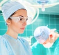 Young female doctor in operation room Royalty Free Stock Photo