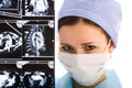 Young female doctor with tomogram Royalty Free Stock Photo