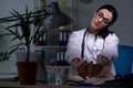 The young female doctor working at night shift Royalty Free Stock Photo