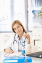 Young female doctor working in office Royalty Free Stock Photo