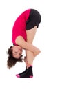 Young female doing yoga exercise