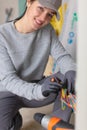 young female electrician at work Royalty Free Stock Photo