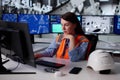 Young Female Engineer Monitors Production System On Desktop Royalty Free Stock Photo