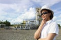 Young female engineer thinking. Royalty Free Stock Photo