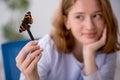 Young female entomologist working at the lab Royalty Free Stock Photo