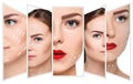 The young female face. Antiaging and thread lifting concept Royalty Free Stock Photo