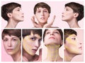 The young female face. Antiaging and thread lifting concept Royalty Free Stock Photo